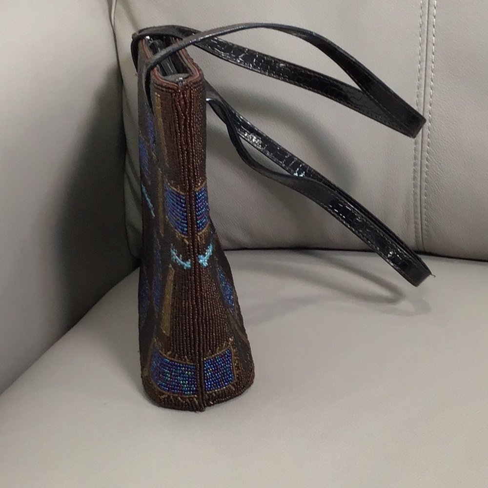 FENDI Limited Edition Beaded Tote  Handbag w/ Crocodile Embossed Patent Leather - Picture 6 of 15